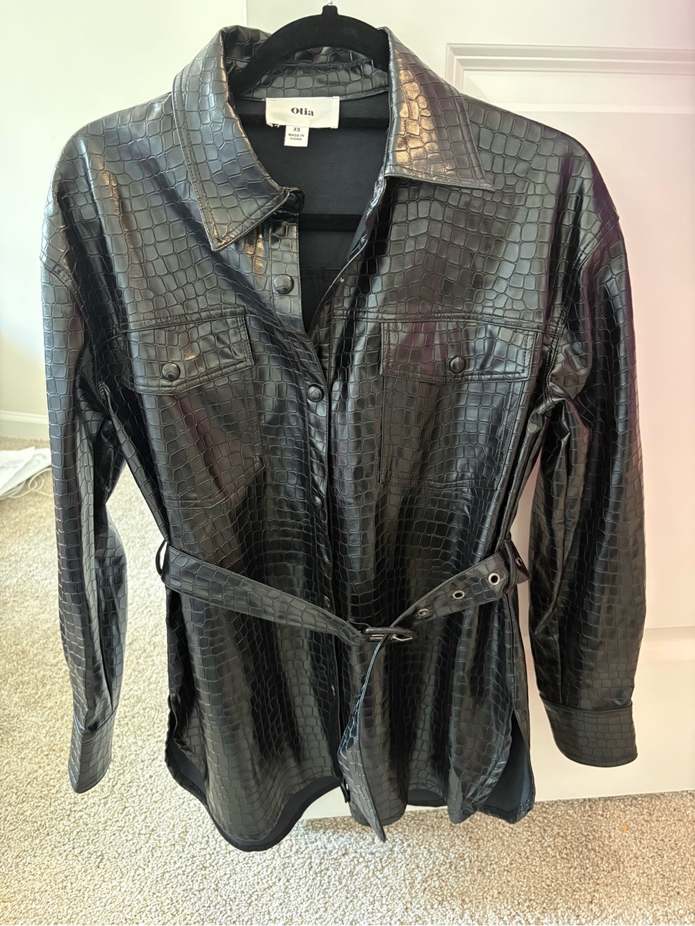 Adisse Croc Faux Leather Shacket